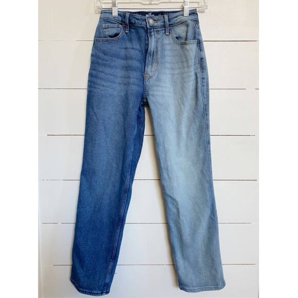 Hollister Ultra High-Rise Two-Toned Stacked Vintage Straight Jeans sz 24 - Picture 3 of 15